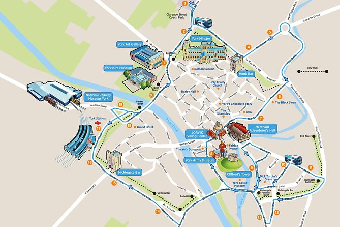 Golden Tours York Hop-on Hop-off Open Top Bus Tour with Audio Guide - What the one-hour circuit gives you