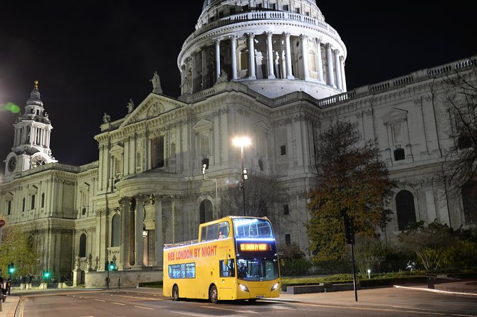London by Night Sightseeing Tour - Open Top Bus - St Paul’s Cathedral and the City after sunset