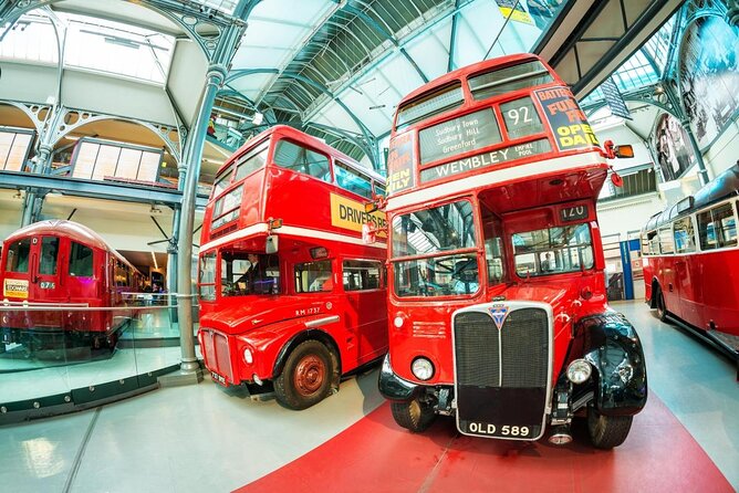 London Transport Museum One Day Ticket - Red buses, black cabs, and classic vehicles