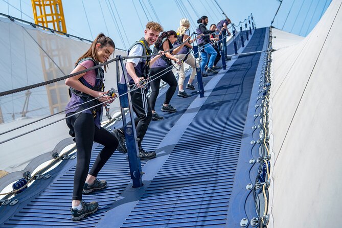 Up at The O2: Daytime Climb with Guided Tour with Panoramic Views - The safety briefing and first steep section